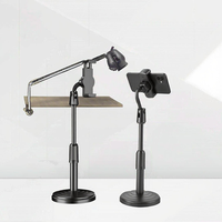 Support de téléphone portable de bureau réglable en hauteur, rotatif à 360 degrés, pour diffusion en direct et enregistrement vidéo