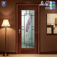 Porte en bois contreplaqué moderne, étanche, finie, avec verre, prix Philippines, en promotion