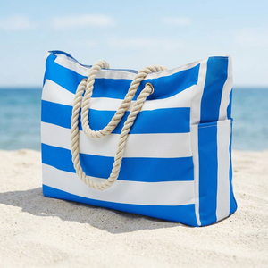 Portable High Quality GRS Certified Retro Bohemian-Style Square Women's Canvas Crossbody <b>Tote</b> Shoulder <b>Bag</b> Zipper/Open Striped - Product Image 3