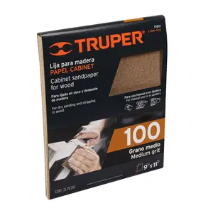 Boîte de 25 feuilles de papier abrasif pour bois, grain 100, TRUPER - Product Image 1