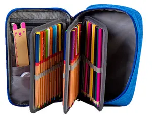 Cartuchera de oficina para niños y mujeres, estuche de lápices de gran capacidad, de lona, colorido, personalizado, para escuela