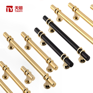 Moderner Einfacher Amerikanischer Luxus Edelstahl-Möbelgriff Schwarz-Gold für Schrank Kleiderschrank Schminktisch Küchenschubladen - Product Image 1