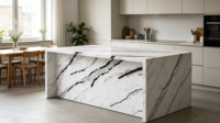 Grande dalle de quartz veiné noir et blanc poli - Plateau de table moderne en blanc panda pour la décoration intérieure