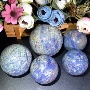 Crisolita Pulida Natural con Esfera de Azurita, Directo de Fábrica, para Decoración del Hogar - Product Image 1