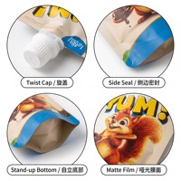 Pochette à bec verseur sur mesure, résistante à l'humidité, durable, multicouche, pour emballage alimentaire, imprimée en héliogravure pour gelée et lait