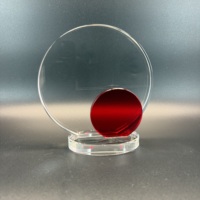 Plaque en cristal ronde personnalisée pour récompense de leadership avec base ovale