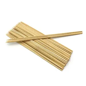 Bastão de bambu descartável para churrasco, bastão degradável e resistente para churrasco, marshmallow, madeira natural de 25cm