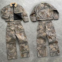 Ensemble de survêtement camouflage streetwear personnalisé OEM pour homme : pantalon cargo de charpentier et veste camouflage Real Tree à fermeture éclair