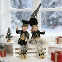 SOTE Neues Plüsch Weihnachtsstuch Elfen-Spielzeug Heimdekor-Set von Jungen und Mädchen mit biegbaren Armen und Beinen Weihnachtsbaumdekoration