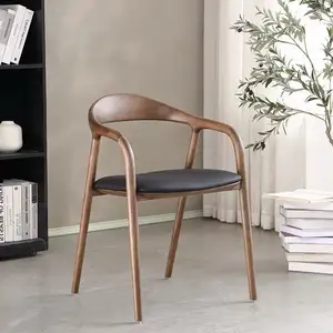 Kursi kayu warna kenari modern grosir kursi kayu solid untuk hotel menggunakan furnitur aksen kursi ruang makan antik