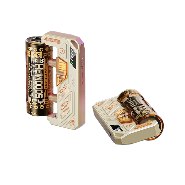 Portable Mini Mobile Type-C Cable Display Interchangeable Clip 22.5W 5000mAh Power Bank with 21700 LI-Polymer Battery Mecha Mod