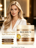 ROUSHUN Soin Capillaire au Collagène Spa : Crème Réparatrice, Nourrissante et Lissante pour Cheveux Abîmés