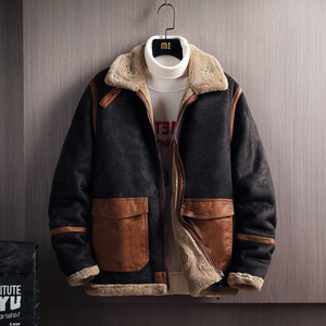 Giacca Invernale da Uomo Personalizzata in Pelle Scamosciata con Pelliccia, Stile Vintage, Bomber Oversize con Fodera in Lana d'Agnello - Product Image 1