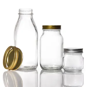 高品质玻璃梅森罐夸脱宽口罐罐，用于密闭盖子发酵食品储存