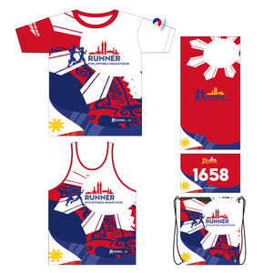 Ensemble de course à pied Marathon avec design personnalisé, médailles de la demi-marathon de la ville des Philippines, débardeur de course à pied, maillot en mesh respirant - Product Image 1