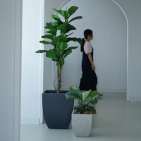 Planteur de sol classique en céramique, grand format, pot de fleurs en ciment pour l'extérieur, décoration de jardin