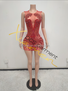 Ocstrade 2025 <span class=keywords><strong>Mini</strong></span> Abito da Donna di Lusso da Festa con Strass Sexy Aderente <span class=keywords><strong>Trasparente</strong></span> con Diamanti Abito da Compleanno e da Club con Strass - Product Image 5