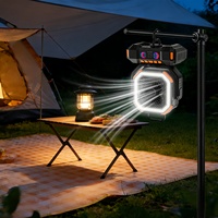 Ventilateur de camping solaire 40000mAh, lanterne LED rechargeable, ventilateur de tente électrique extérieur à piles, oscillant, sans balais, pour l'été