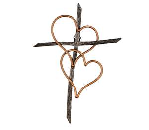 Estatua de poliresina para exteriores, corazones entrelazados decorativos de pared de Metal, <span class=keywords><strong>Dos</strong></span> Corazones Unidos, se mantiene el amor - Product Image 1