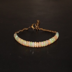 Pulsera de Ópalo Etíope Natural de Calidad AAA+, Pulsera de Ópalo con Cuentas de Piedras Preciosas Lisas, Forma Redonda de 4 mm, Estilo Clásico - Product Image 4