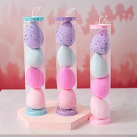Lot de 4 éponges de maquillage douces hydrophiles personnalisables avec logo, sans latex, avec étiquetage, pour femmes