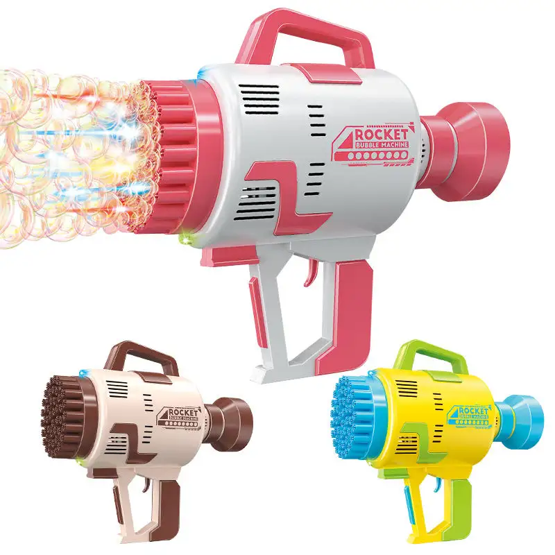 Beleuchtete 48-Loch-Raketen-Seifenpistole Spielzeug Kinder lustig im Freien elektrische Seifenblasmaschine Spielzeug Garten Seife Wasser Spielzeug