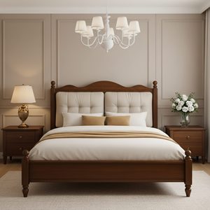 High Quality Soft Haven Upholstered <b>Bed</b> <b>Frame</b> Solid Wood Structure Soft Fabric Headboard Bedroom Furniture for Export - Product Image 1