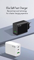 Chargeur mural écologique GaN à charge rapide KeKe-F002 3 ports USB-C PD 3.0 & QC3.0 65W, adaptateur d'alimentation universel