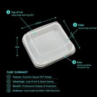 Boîte à dessert carrée en plastique PET transparent pour sandwichs, brownies, emballage à emporter pour boulangerie, usage unique