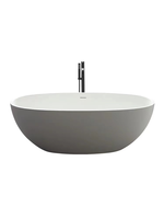 Baignoire autoportante à surface solide pour adultes en acrylique blanc avec robinet et égouttoir inclus motif ovale-pour hôtels