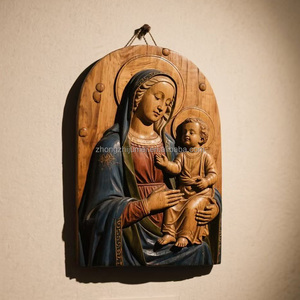 Escultura de Resina de Jesús y María, Adorno Navideño Ecológico para Colgar en la Pared, Caja de Madera para Guardar Llaves, Adorno Decorativo - Product Image 5