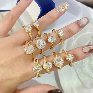 Bagues de promesse tendance plaquées or, brillantes, classiques, en zircon cubique, pour femmes - Product Image 4