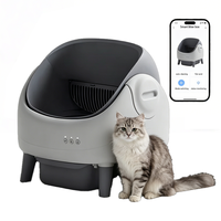 Grande Litière Intelligente Entièrement Automatique pour Chat avec Tiroir en Plastique Semi-fermé, Fonction Anti-éclaboussures Sans Pelle et Nettoyage Facile