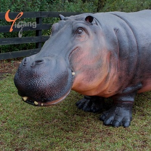 <span class=keywords><strong>Sculpture</strong></span> d'hippopotame en résine fibre de verre de style moderne personnalisée en usine, technique de peinture 3D, grand modèle animal - Product Image 3