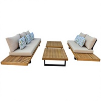 Ensemble de meubles de jardin en osier/rotin/bois/aluminium, chaises, table basse, 3/6/9 places, OEM ODM, tissu/coussin personnalisé