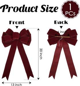 Arc en toile de jute de Noël en PVC pour ferme rustique rouge noir Buffalo Plaid paillettes arc pour fournitures d'artisanat de Noël - Product Image 2