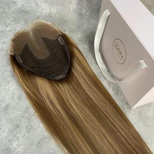 Nuovo arrivo merletto svizzero <span class=keywords><strong>capelli</strong></span> europei 8*10 Topper Mini parrucca singolo nodo <span class=keywords><strong>5.0</strong></span> <span class=keywords><strong>capelli</strong></span> umani Topper Balayage per donna bianca - Product Image 5