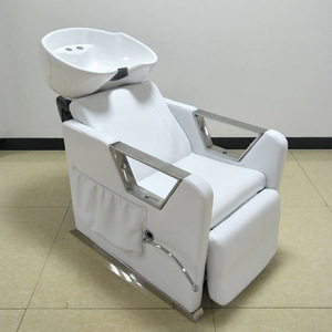 Fauteuil de coiffure Wss à assise large, personnalisable, beige, avec bac de lavage intégré, pour salon, à vendre - Product Image 1