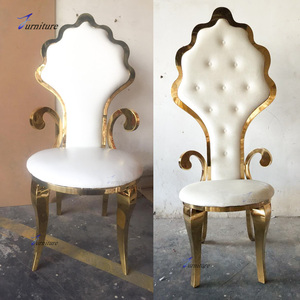 Venta al por mayor de muebles de decoración de boda real moderna personalizada de lujo oro brillante novia y novio sillas y mesas de fiesta para eventos - Product Image 5