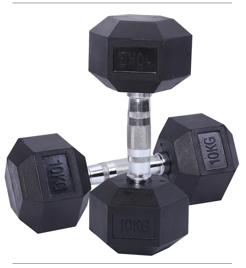 Fitness Workout Dumbbells Cast Iron Coated Rubber-covered Weights Lifting Exercise Hexagon Dumbbells Gym Home Equipment Tools