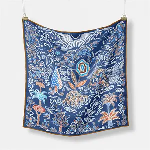 Luxury Brand 53*53cm small Twill silk square scarves women very shiny for bag handle Female