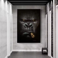Vente directe abstraite fumer singe et gorille peinture à l'huile affiches et impressions animal mur art salon décoration de la maison