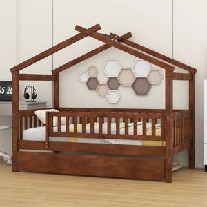 Letto a Castello in Legno Massello per Bambini con Sponda di Sicurezza, Design Moderno e Semplice per Ragazzi e Ragazze, Letto Singolo per Uso Domestico - Product Image 1