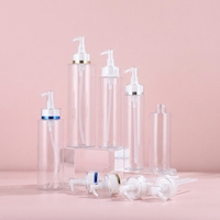 Bouteilles en plastique transparentes blanches à épaules plates de 100/120/150/200/250/300/400/500 ml en stock, bouteilles PET pour lotion