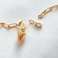 Bracelet chaîne trombone en acier inoxydable plaqué or 14 carats pour femme avec pendentif breloque fraise en cristal, bijoux Emanco