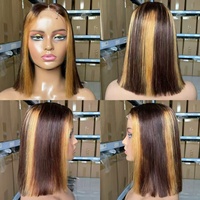 Pelucas Bob sin Cinta Adhesiva 2x6 de Cabello Humano al por Mayor # Pelucas cortas tipo bob sin cinta P4/27, pelucas de cabello vietnamita con frente de encaje