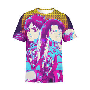 T-shirts à manches courtes en coton respirant à col rond avec impression numérique 3D Anime <span class=keywords><strong>2023</strong></span>, 180 g/m², T-shirt Attack on Titan - Product Image 4