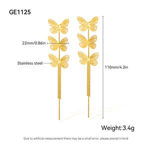 가벼운 럭셔리 복고풍 술 나비 귀걸이 스테인레스 스틸 패션 기질 다재다능한 디자인 스테인레스 스틸 귀걸이 - Product Image 4