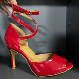 LUOQIAO S026 2026 Nouvelles chaussures de <span class=keywords><strong>danse</strong></span> latine en cuir verni rouge, brides à la cheville, performance, pratique, <span class=keywords><strong>Bachata</strong></span>, Salsa, Cha-Cha, <span class=keywords><strong>danse</strong></span>, 9 cm - Product Image 6
