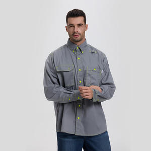 Camisa de Trabajo Ignífuga para Hombre, Color Grisáceo Caqui Oscuro, Nailon y Algodón 180gsm, Resistente a Arco Eléctrico, Ropa Protectora para Exteriores, Diseño Dividido - Product Image 3